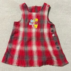 Vintage Disney Store Winnie the Pooh & Piglet Plaid Jumper Dress - Size 12 Month